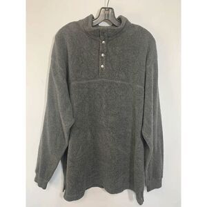 Vintage Norm Thompson Mens 1/2 Button Fleece Pullover Sweater Gray Size Large
